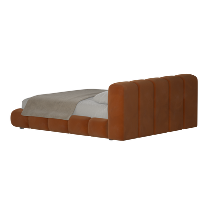 Fluffy Upholstered Bed Frame in Textured Bouclé