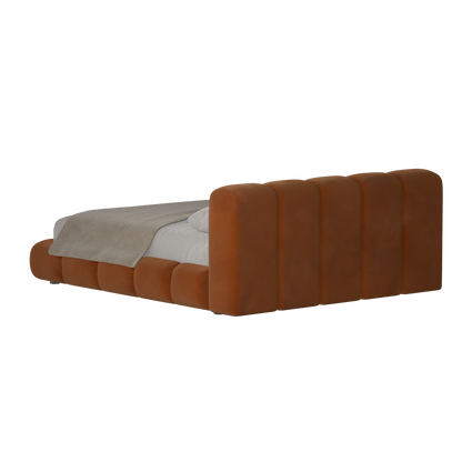 Fluffy Upholstered Bed Frame in Textured Bouclé