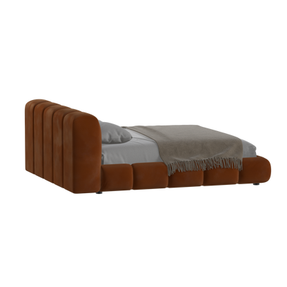 Fluffy Upholstered Bed Frame in Textured Bouclé