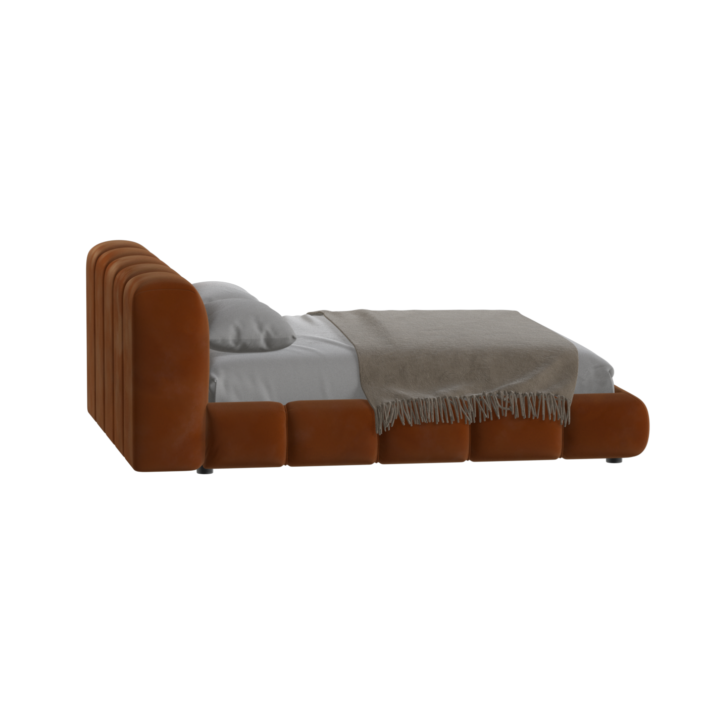 Fluffy Upholstered Bed Frame in Textured Bouclé