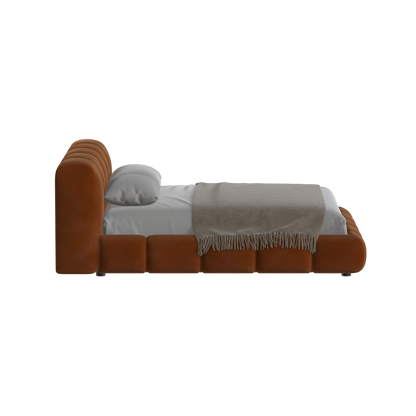 Fluffy Upholstered Bed Frame in Textured Bouclé