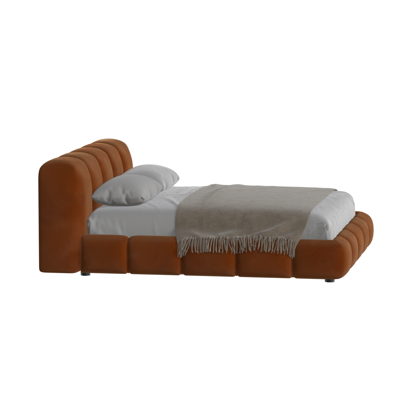 Fluffy Upholstered Bed Frame in Textured Bouclé