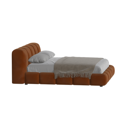 Fluffy Upholstered Bed Frame in Textured Bouclé