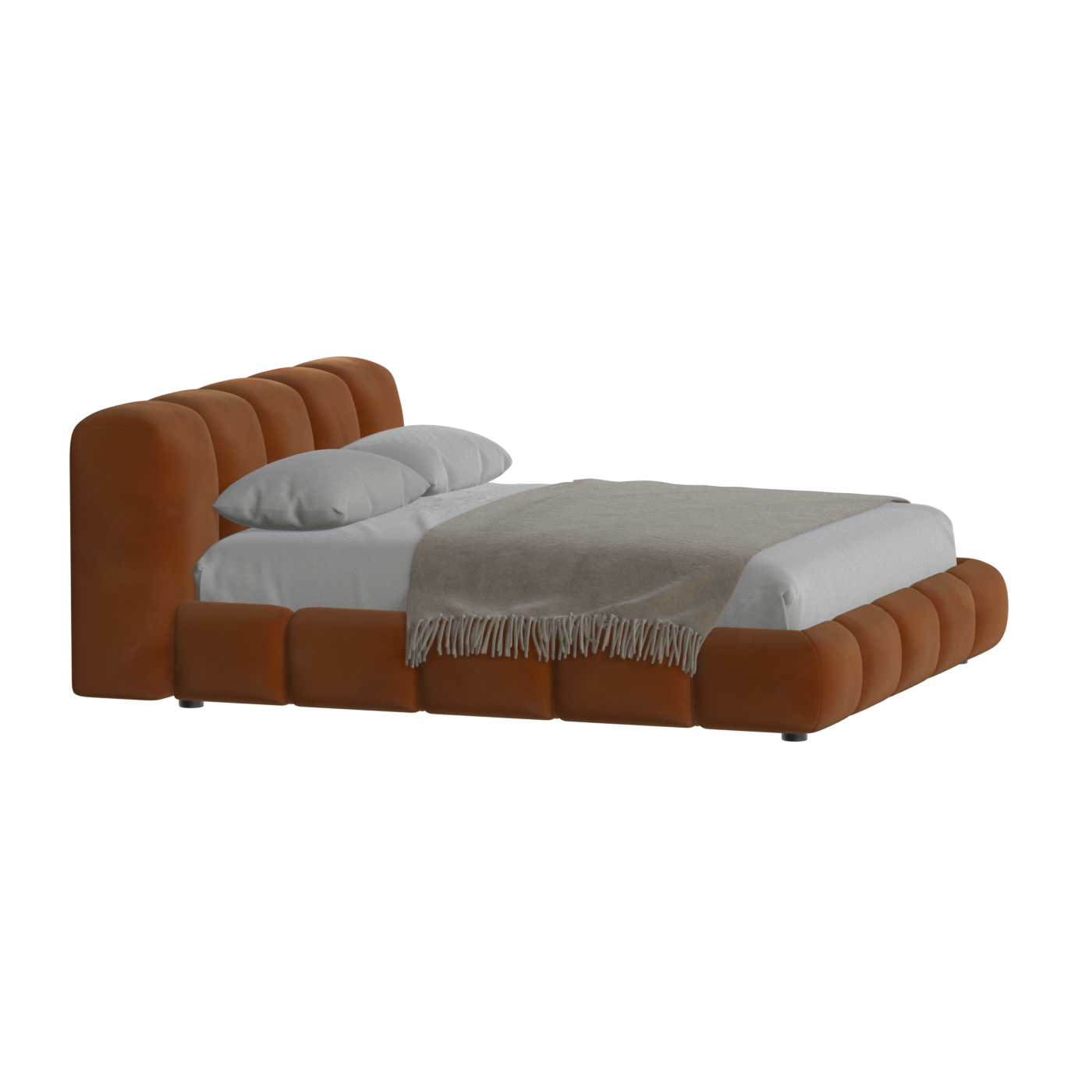 Fluffy Upholstered Bed Frame in Textured Bouclé