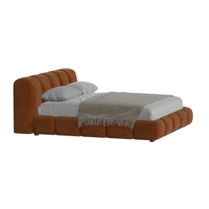 Fluffy Upholstered Bed Frame in Textured Bouclé