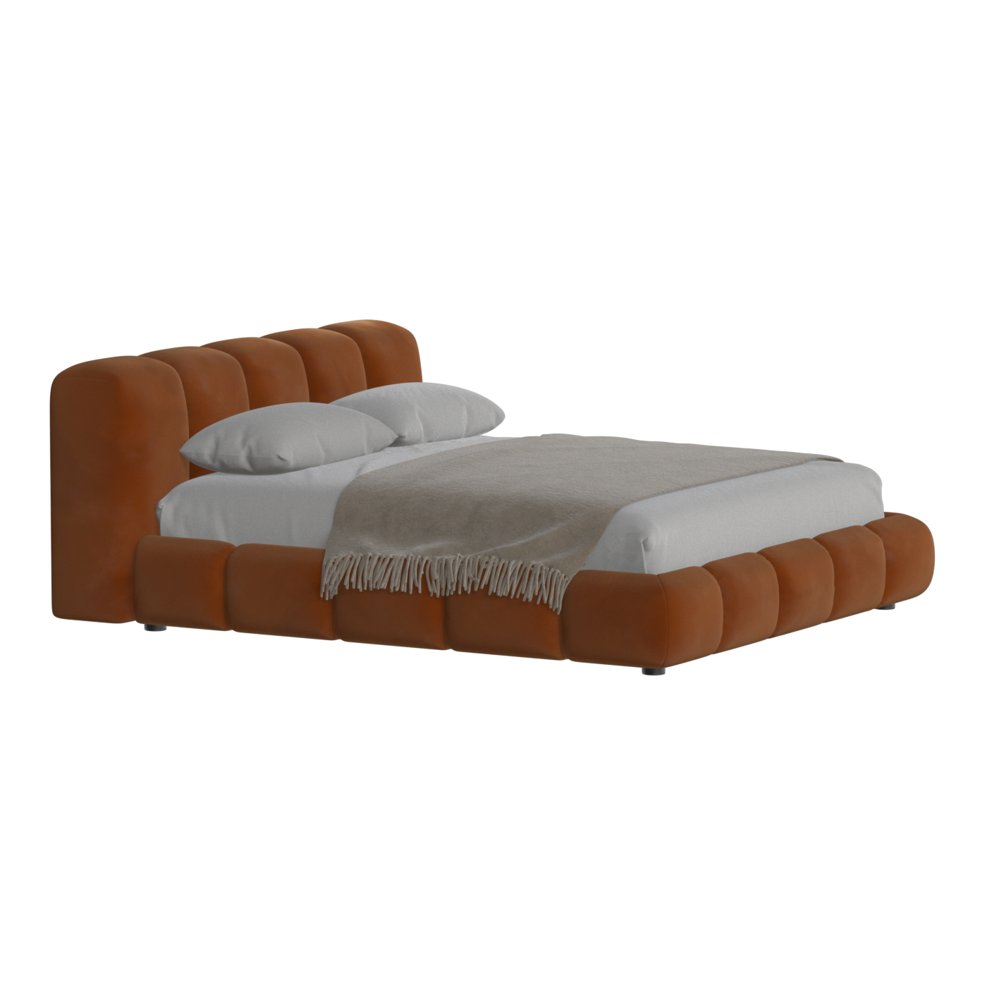 Fluffy Upholstered Bed Frame in Textured Bouclé
