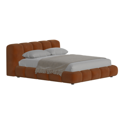 Fluffy Upholstered Bed Frame in Textured Bouclé
