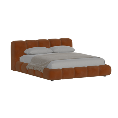 Fluffy Upholstered Bed Frame in Textured Bouclé