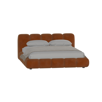 Fluffy Upholstered Bed Frame in Textured Bouclé