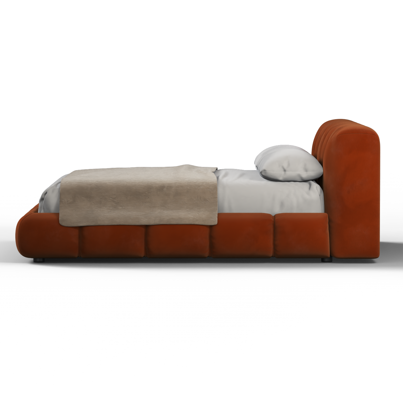 Fluffy Upholstered Bed Frame in Textured Bouclé