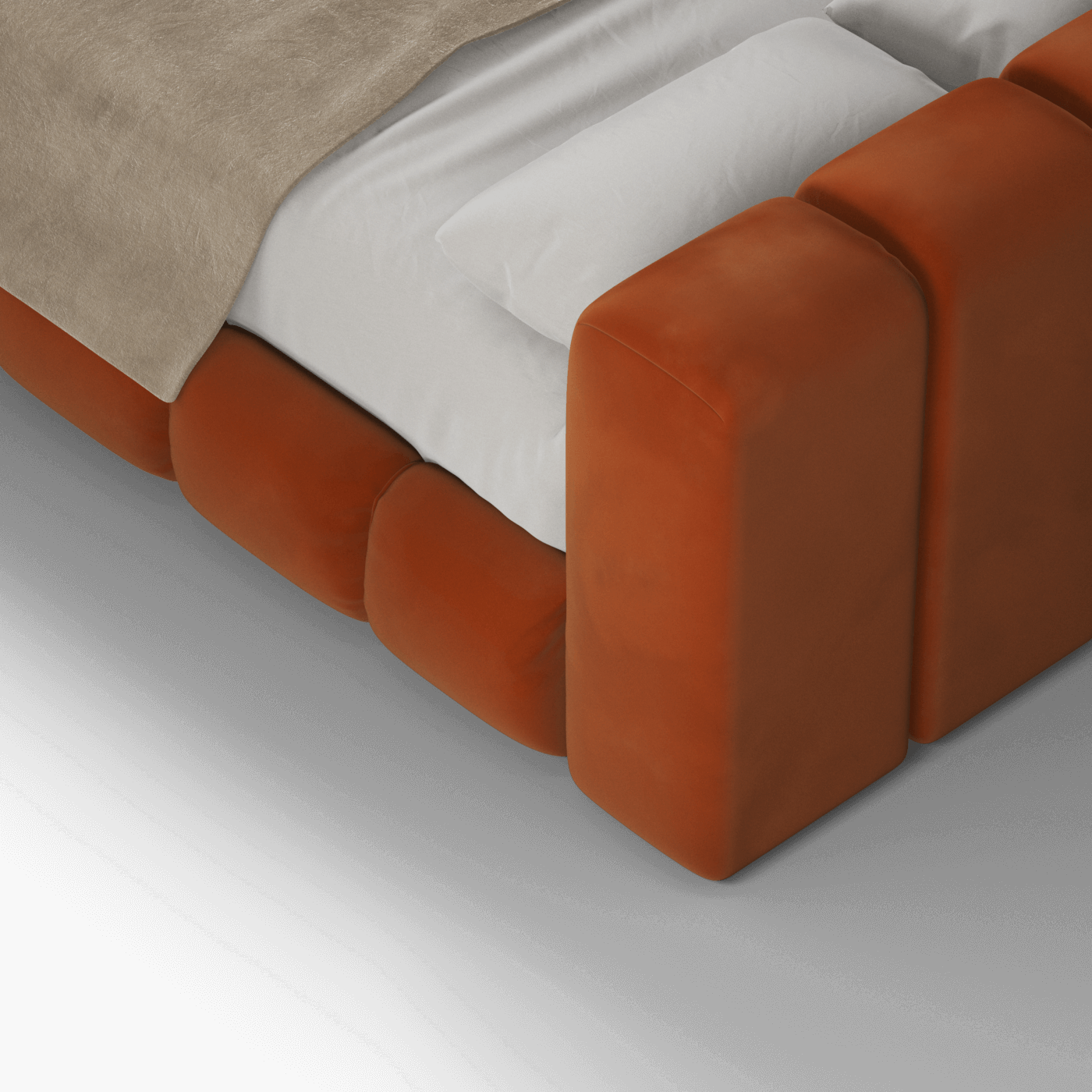 Fluffy Upholstered Bed Frame in Textured Bouclé