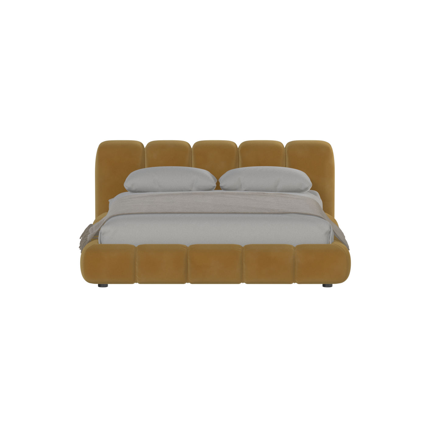 Fluffy Upholstered Bed Frame in Textured Bouclé