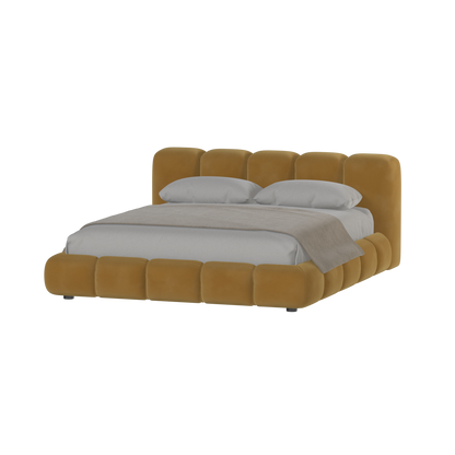 Fluffy Upholstered Bed Frame in Textured Bouclé