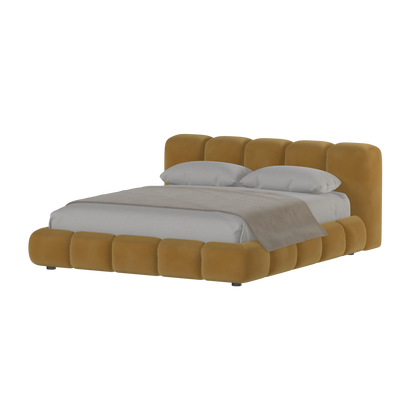 Fluffy Upholstered Bed Frame in Textured Bouclé