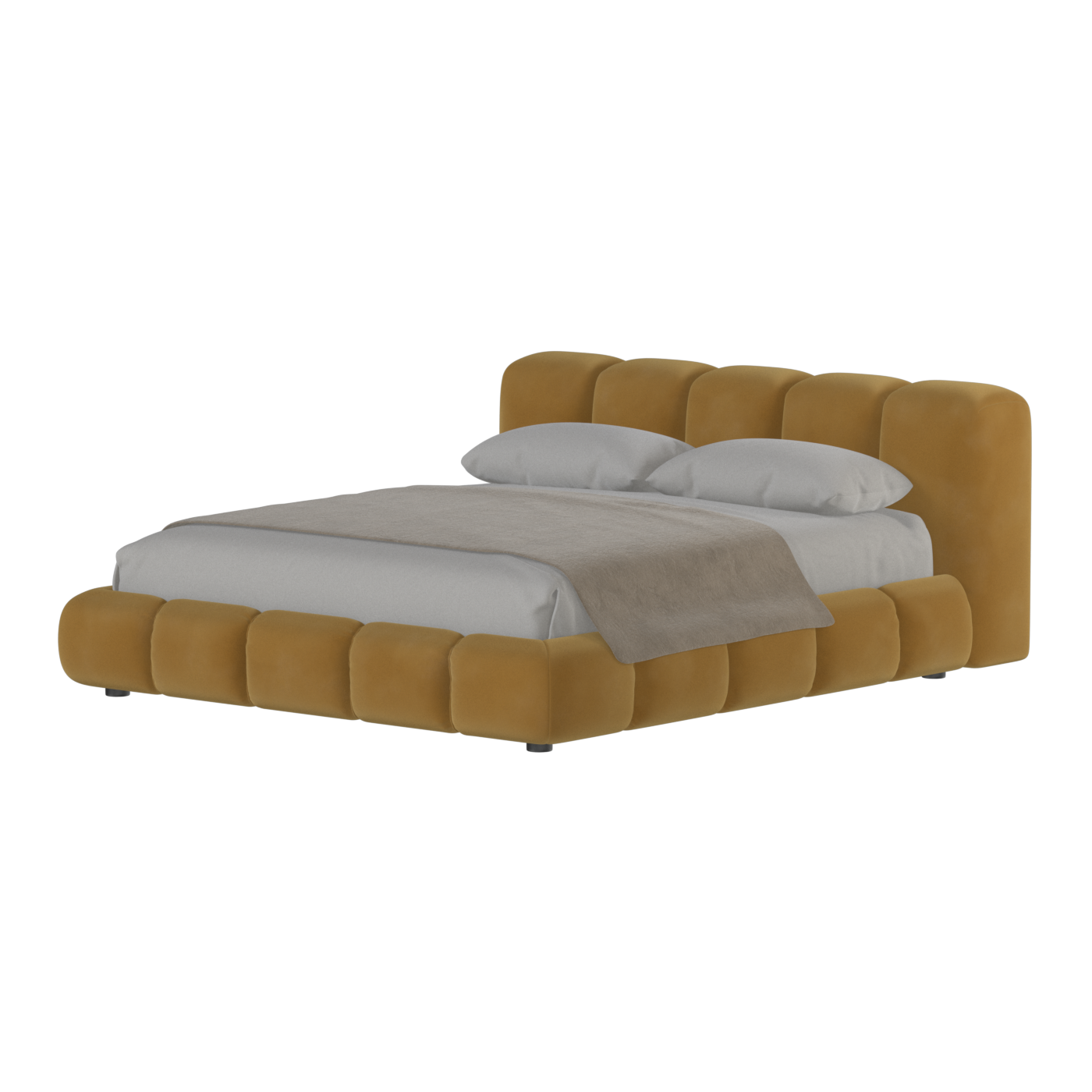 Fluffy Upholstered Bed Frame in Textured Bouclé
