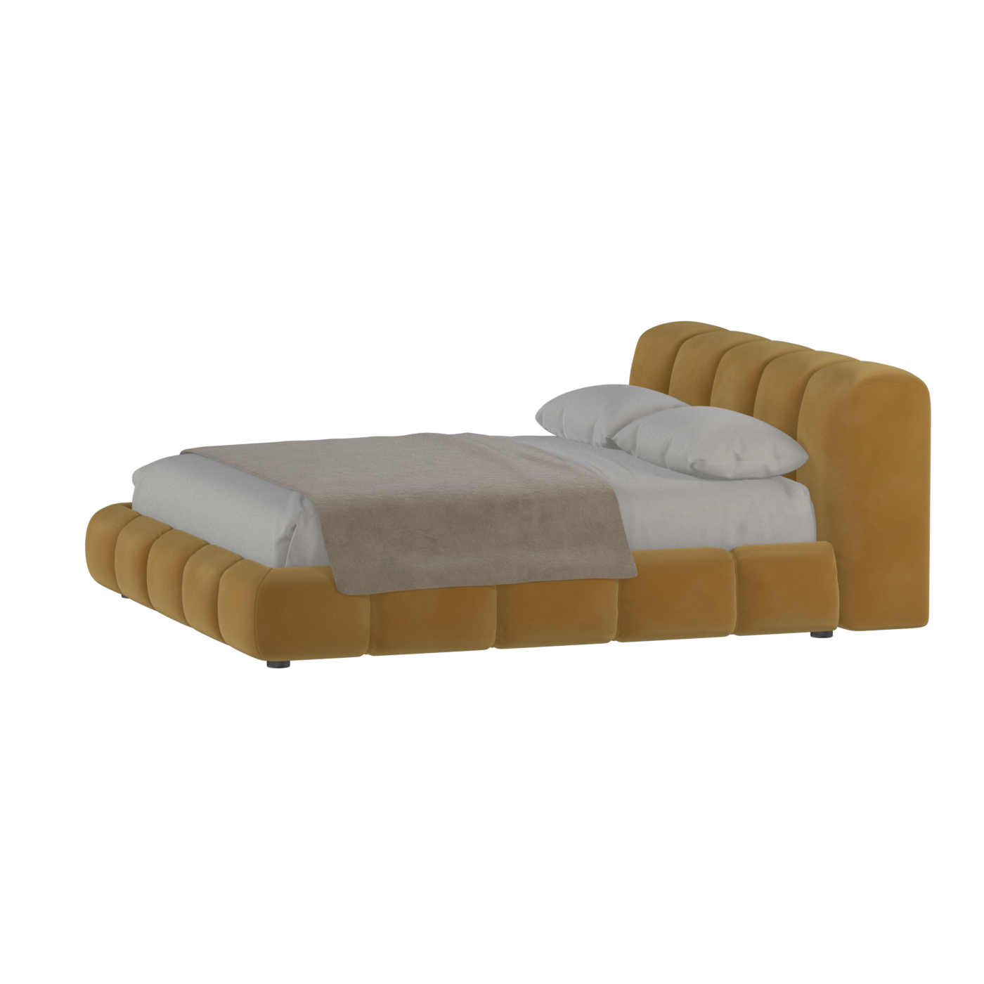 Fluffy Upholstered Bed Frame in Textured Bouclé