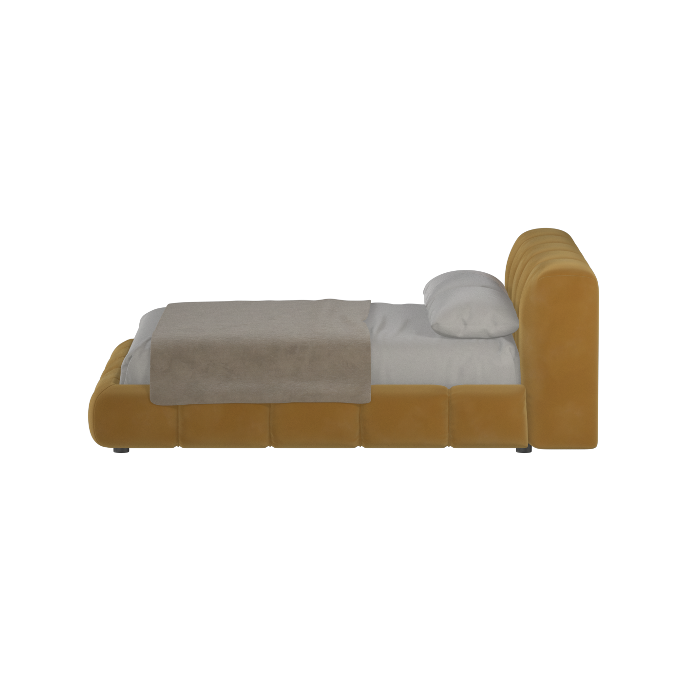 Fluffy Upholstered Bed Frame in Textured Bouclé