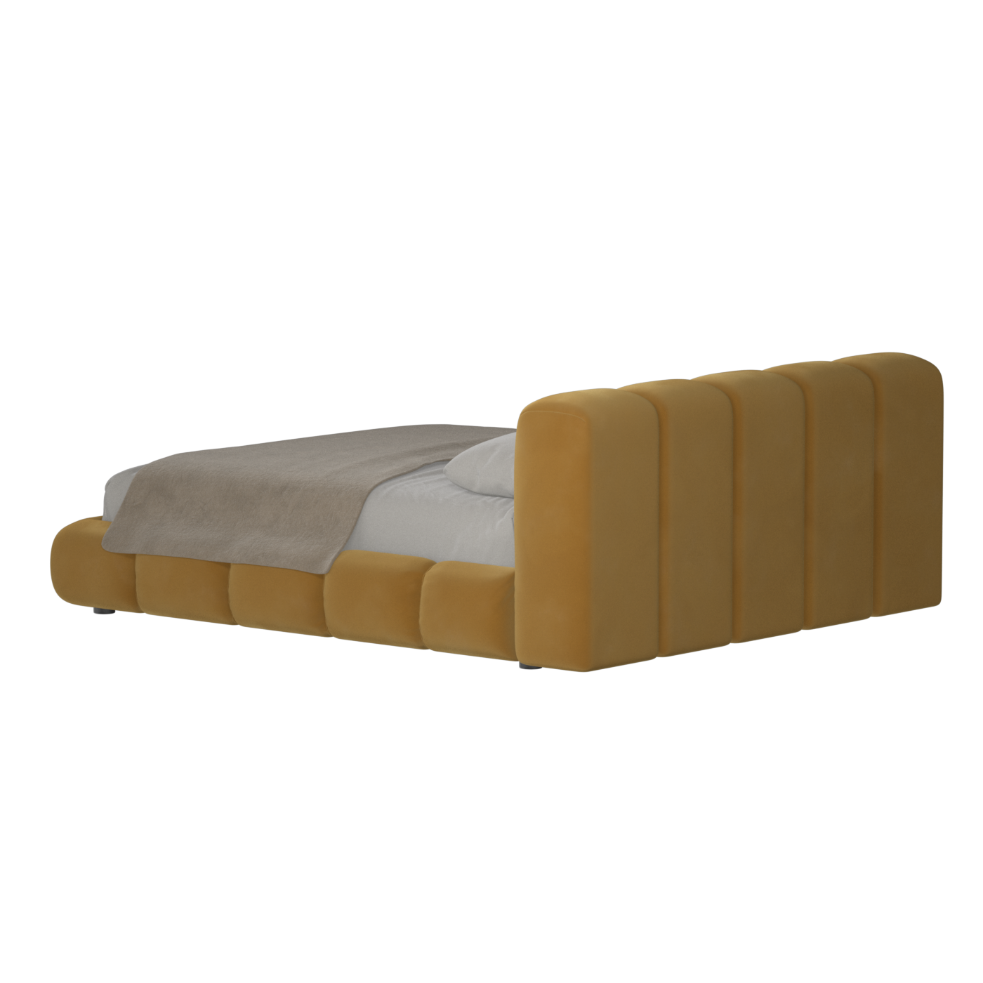 Fluffy Upholstered Bed Frame in Textured Bouclé