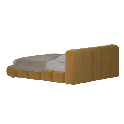 Fluffy Upholstered Bed Frame in Textured Bouclé