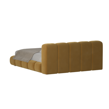 Fluffy Upholstered Bed Frame in Textured Bouclé