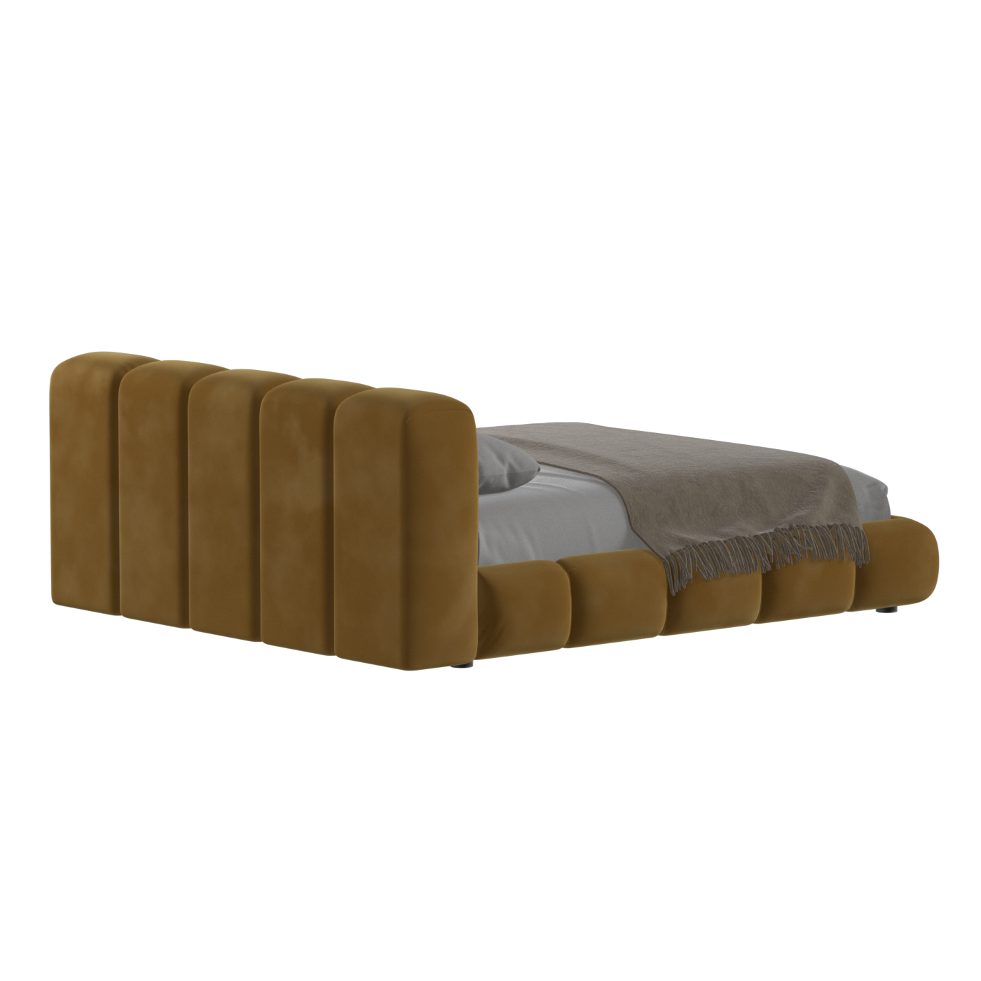 Fluffy Upholstered Bed Frame in Textured Bouclé