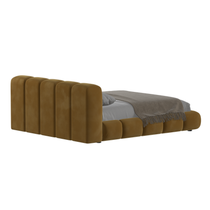 Fluffy Upholstered Bed Frame in Textured Bouclé