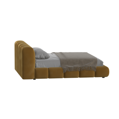 Fluffy Upholstered Bed Frame in Textured Bouclé