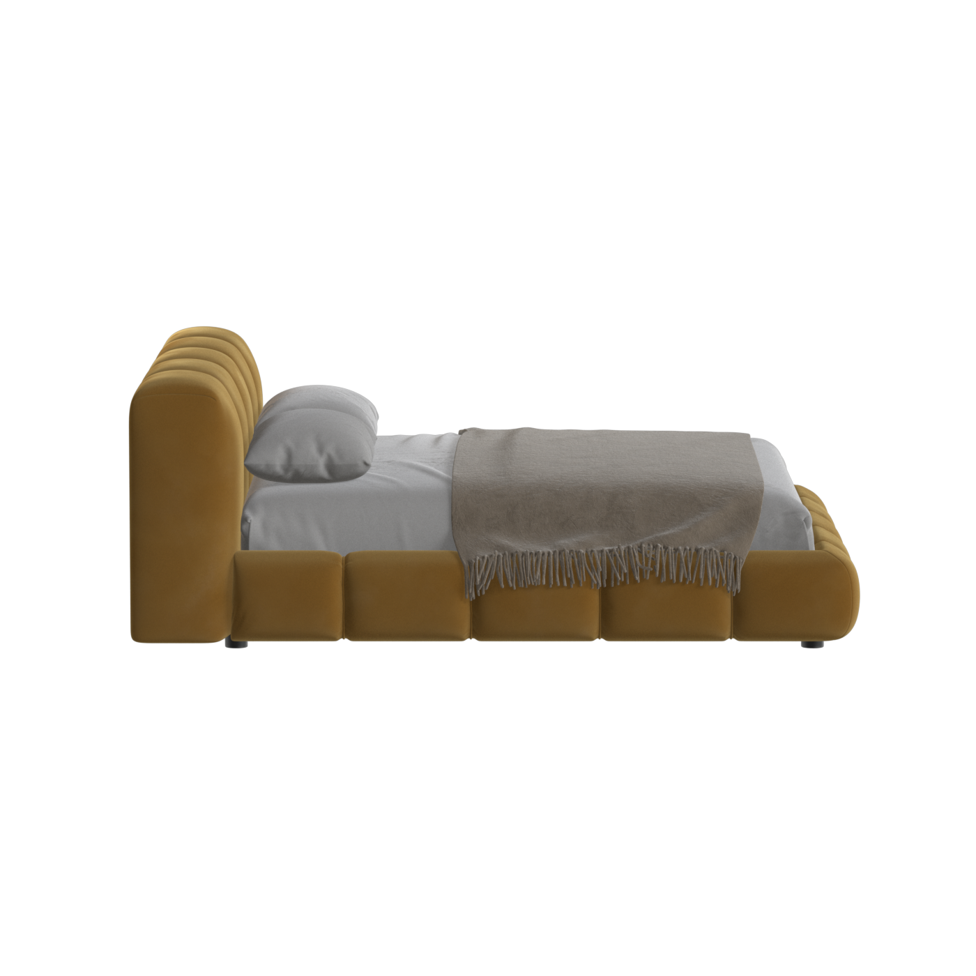 Fluffy Upholstered Bed Frame in Textured Bouclé