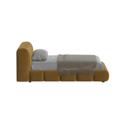 Fluffy Upholstered Bed Frame in Textured Bouclé