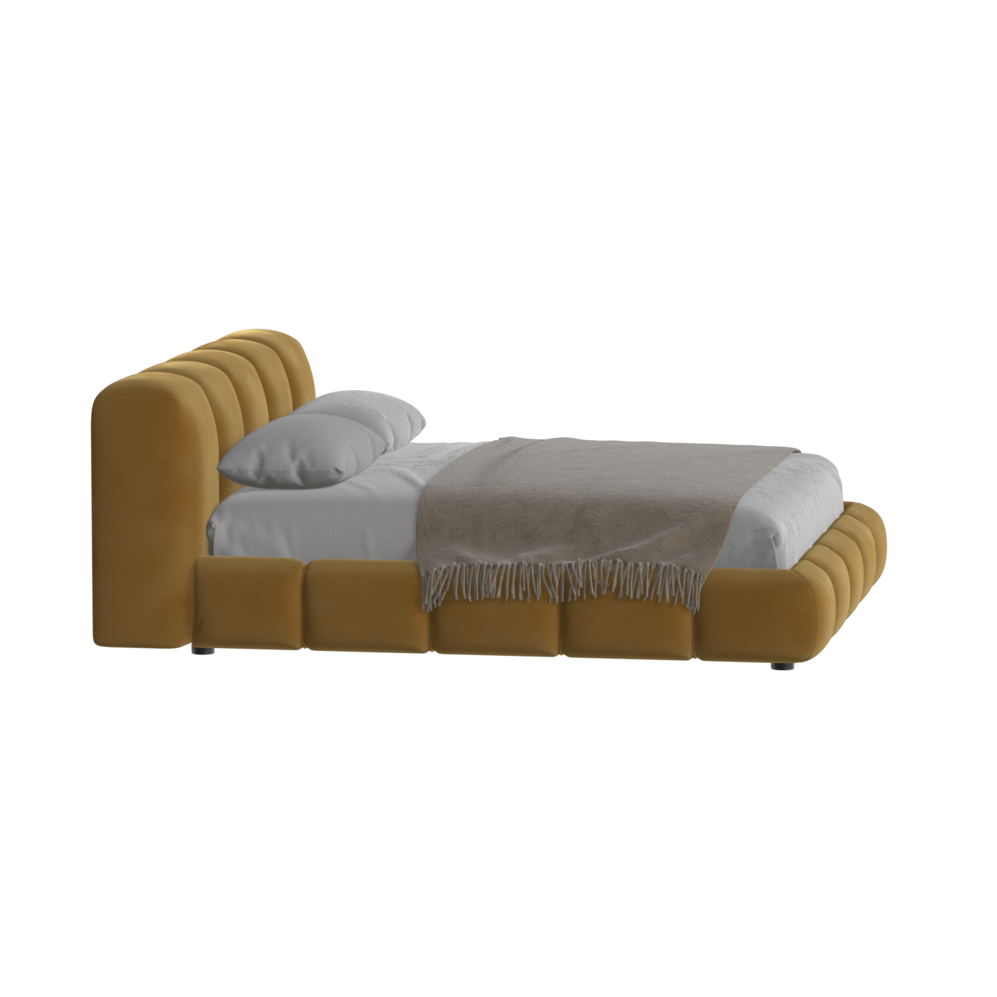Fluffy Upholstered Bed Frame in Textured Bouclé