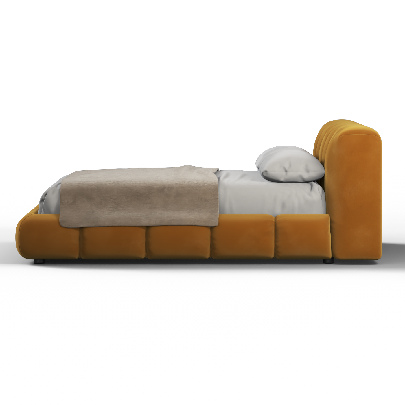 Fluffy Upholstered Bed Frame in Textured Bouclé