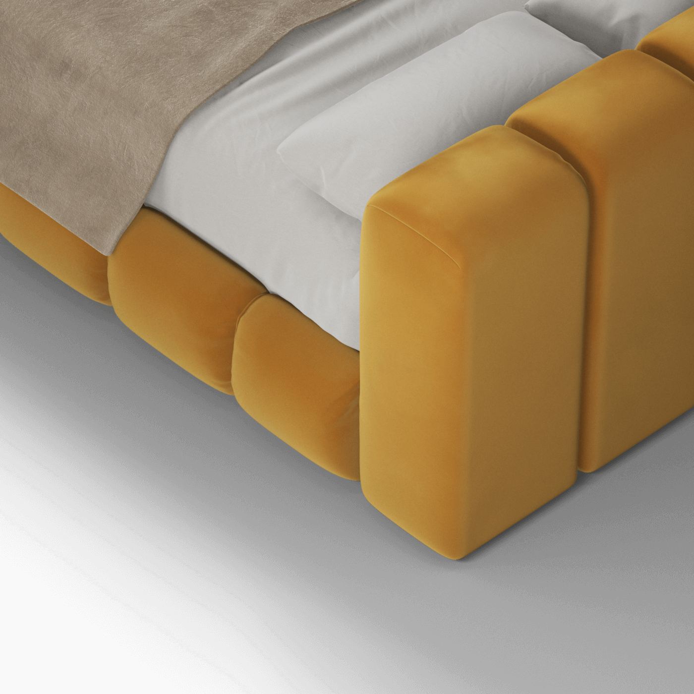 Fluffy Upholstered Bed Frame in Textured Bouclé