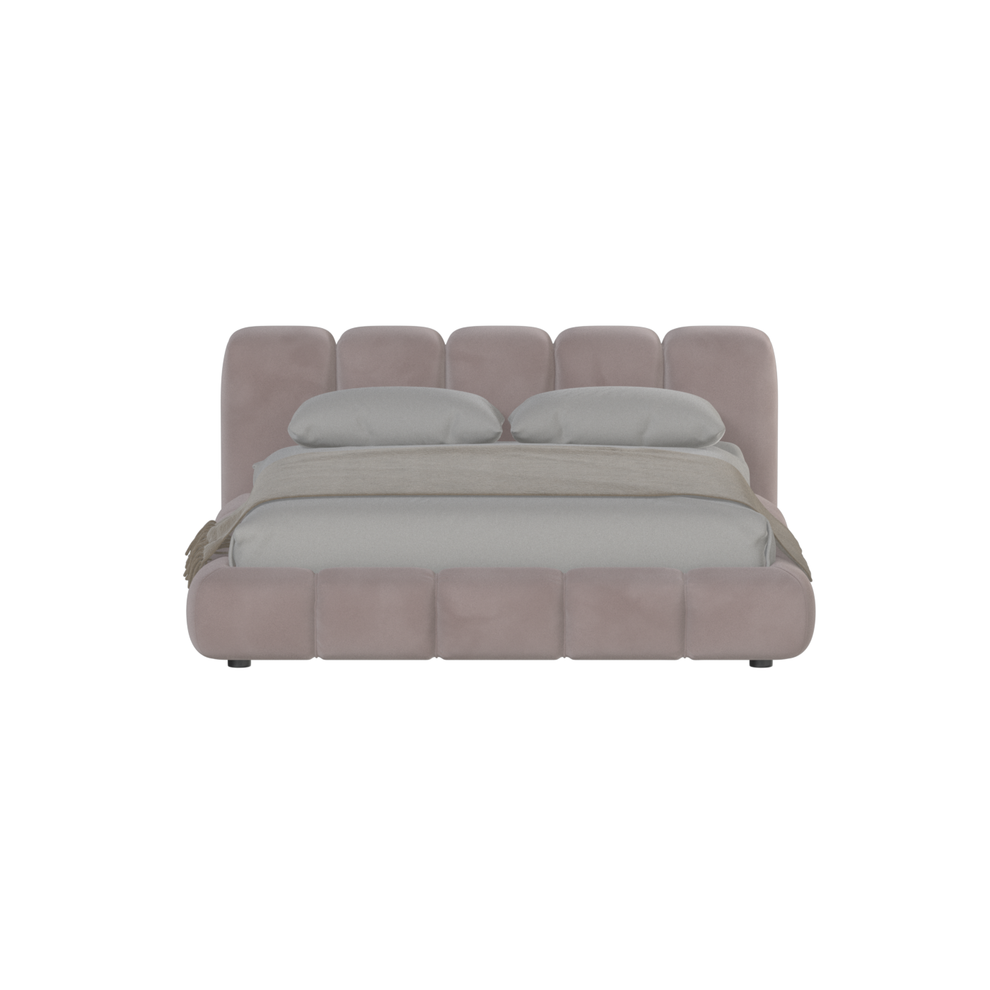 Fluffy Upholstered Bed Frame in Textured Bouclé