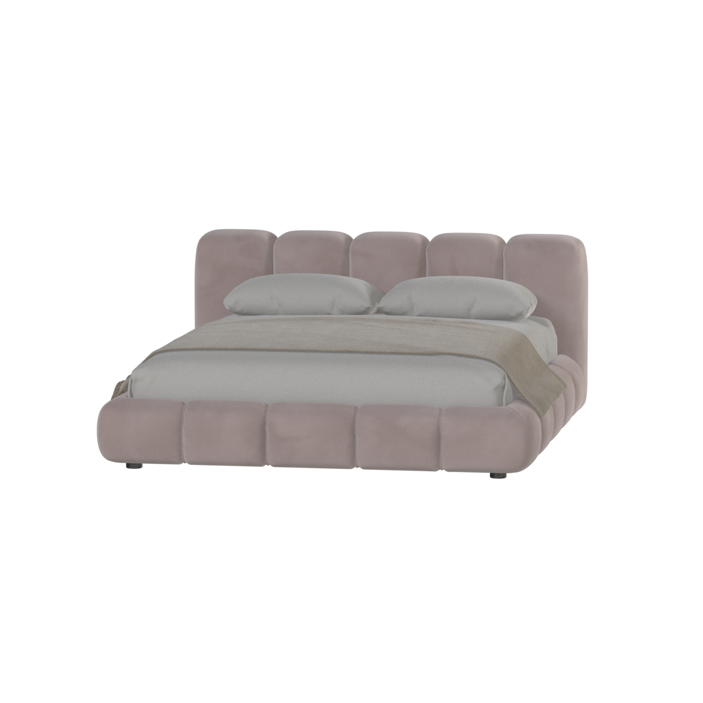 Fluffy Upholstered Bed Frame in Textured Bouclé