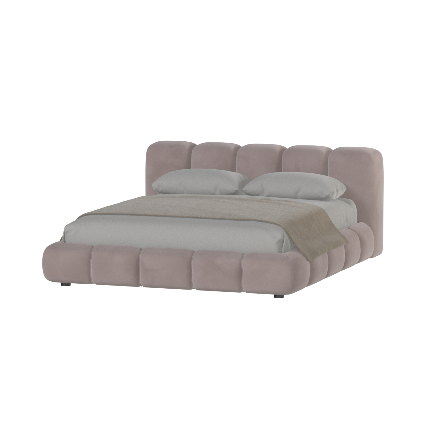 Fluffy Upholstered Bed Frame in Textured Bouclé