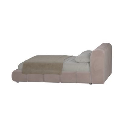 Fluffy Upholstered Bed Frame in Textured Bouclé