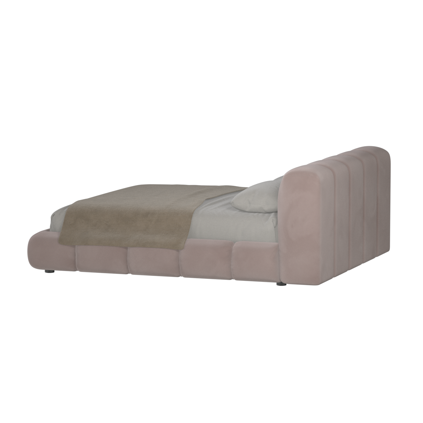 Fluffy Upholstered Bed Frame in Textured Bouclé
