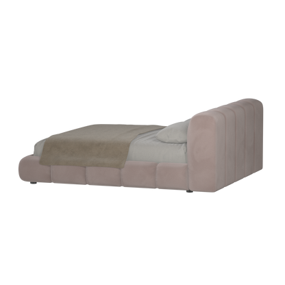 Fluffy Upholstered Bed Frame in Textured Bouclé