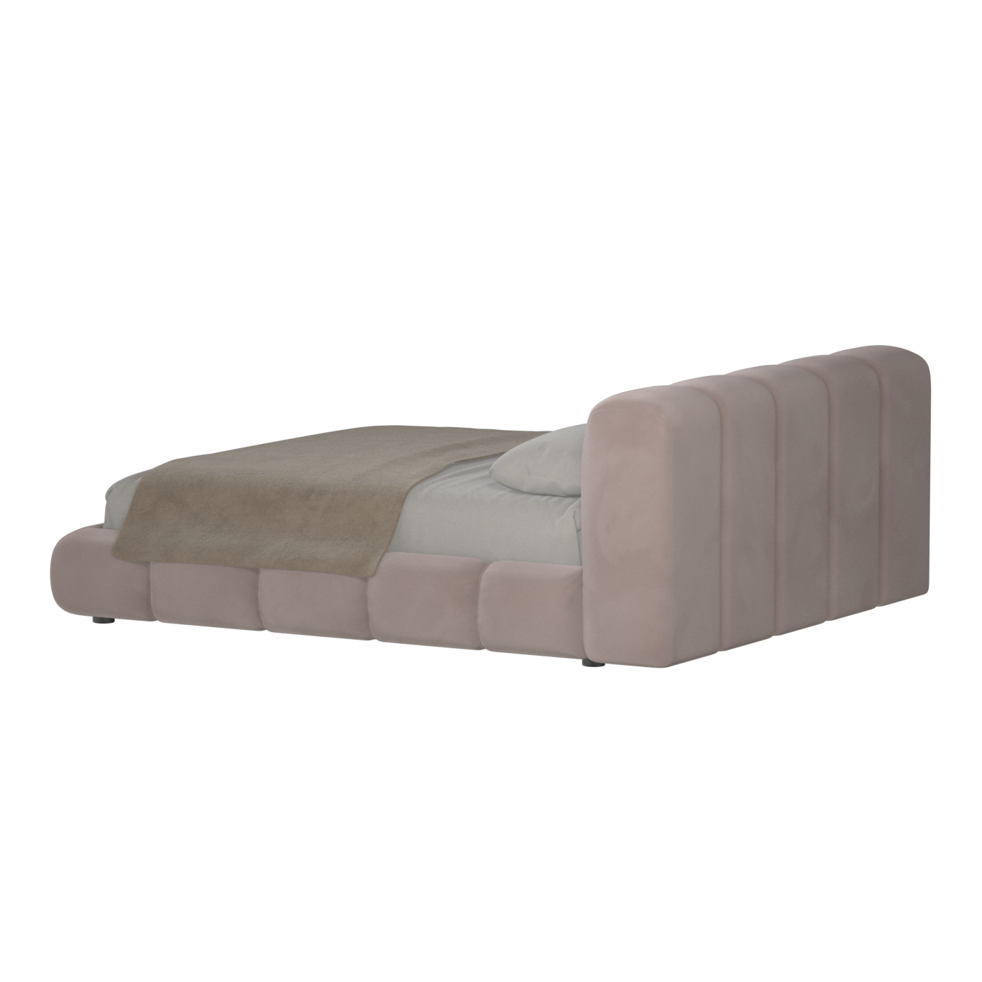 Fluffy Upholstered Bed Frame in Textured Bouclé