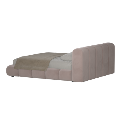 Fluffy Upholstered Bed Frame in Textured Bouclé