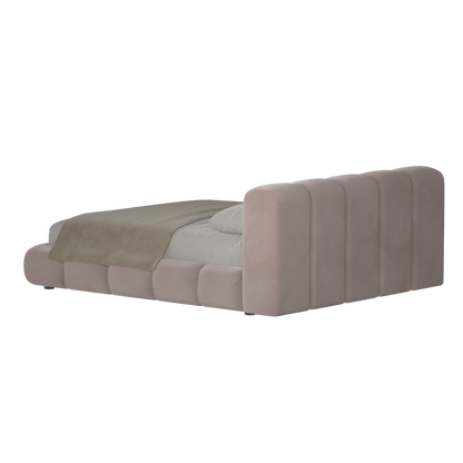 Fluffy Upholstered Bed Frame in Textured Bouclé