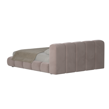 Fluffy Upholstered Bed Frame in Textured Bouclé