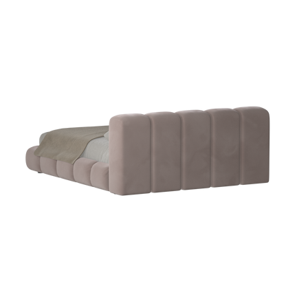 Fluffy Upholstered Bed Frame in Textured Bouclé