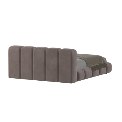 Fluffy Upholstered Bed Frame in Textured Bouclé