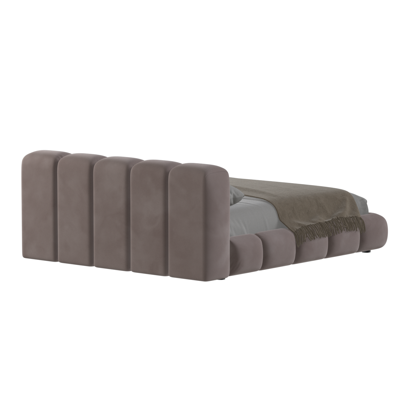 Fluffy Upholstered Bed Frame in Textured Bouclé