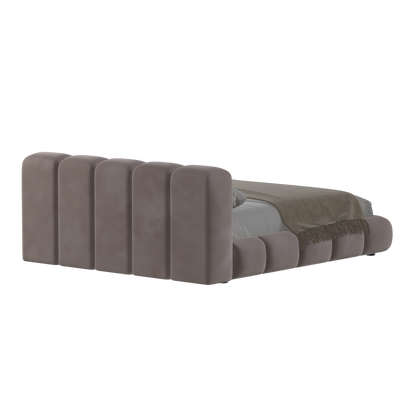 Fluffy Upholstered Bed Frame in Textured Bouclé