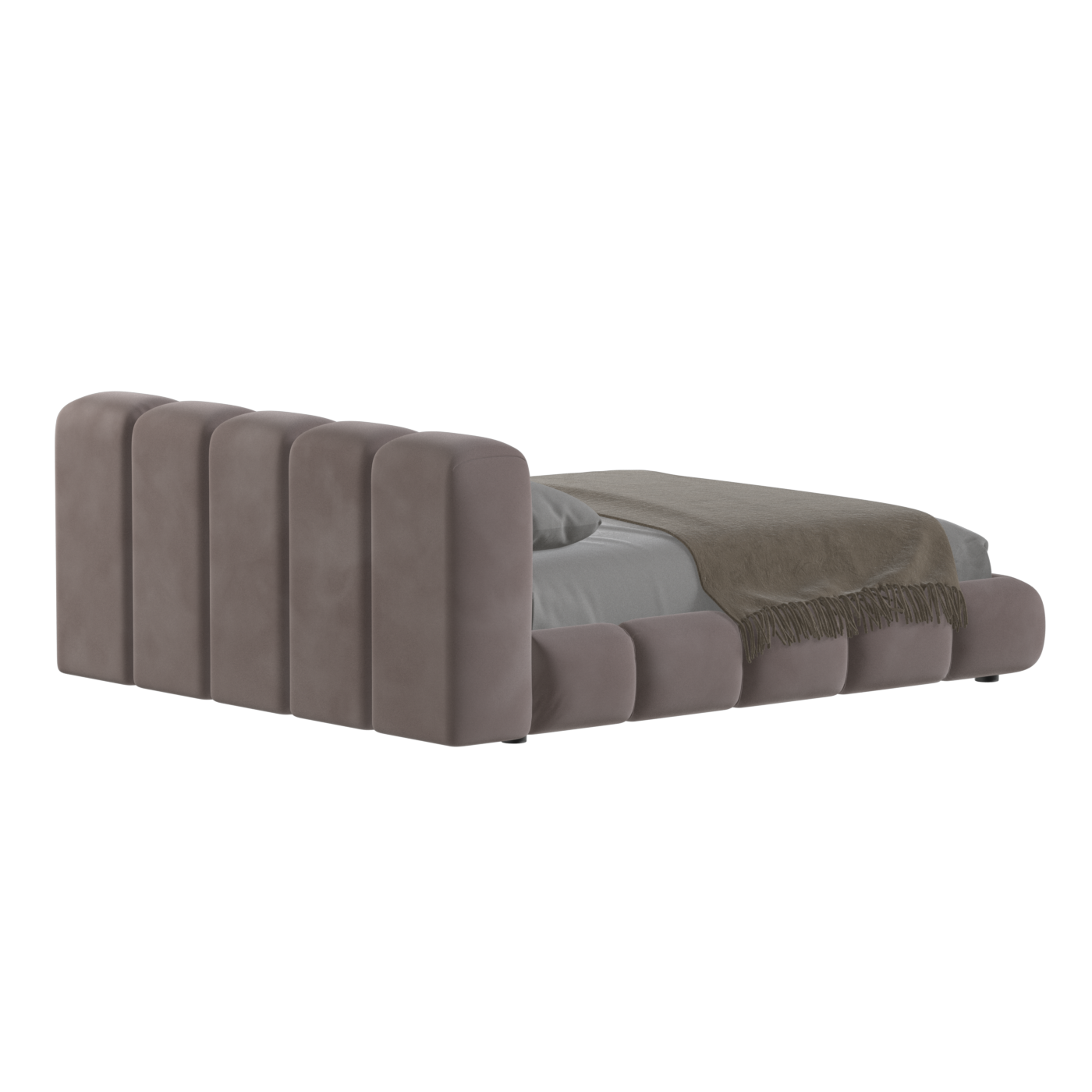 Fluffy Upholstered Bed Frame in Textured Bouclé