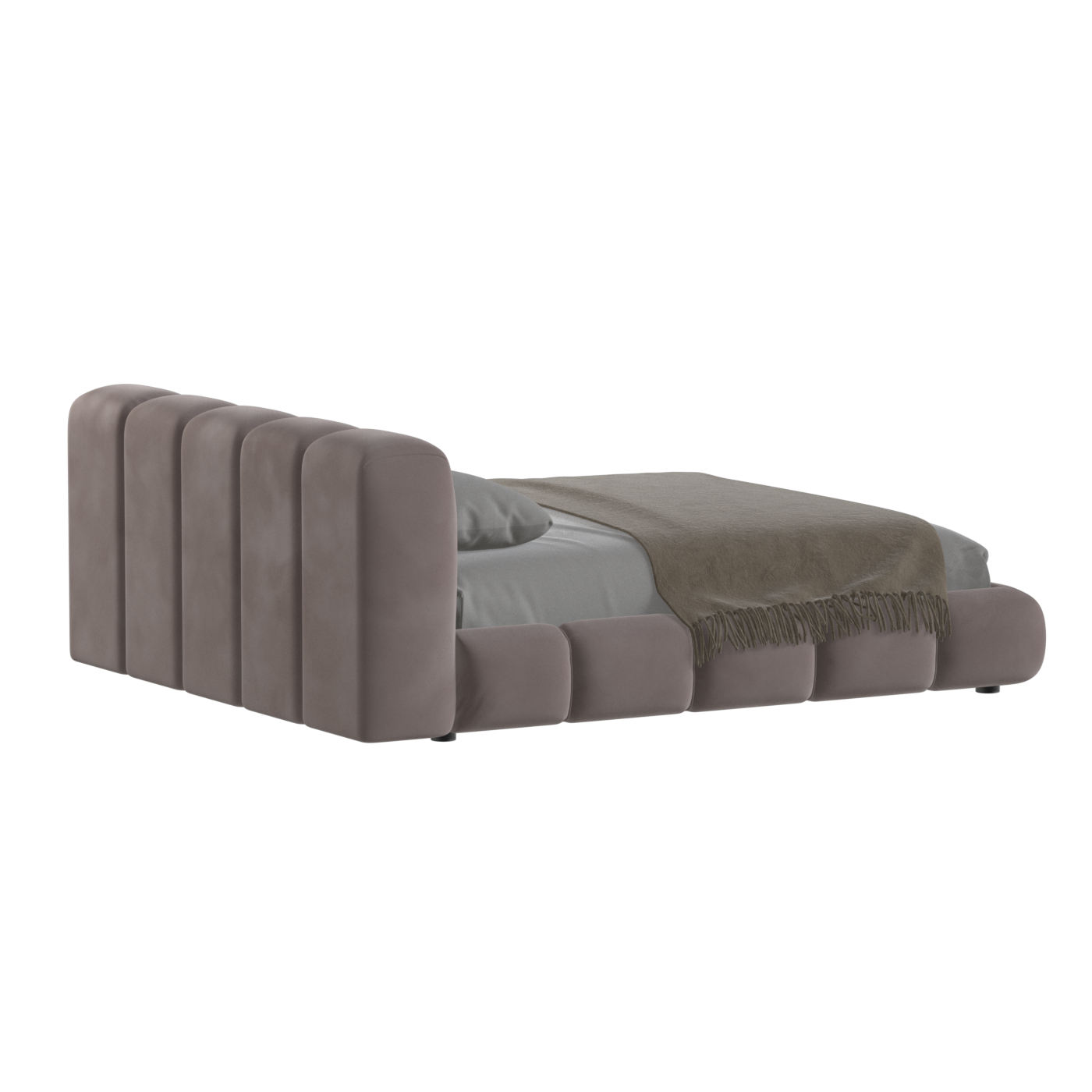 Fluffy Upholstered Bed Frame in Textured Bouclé