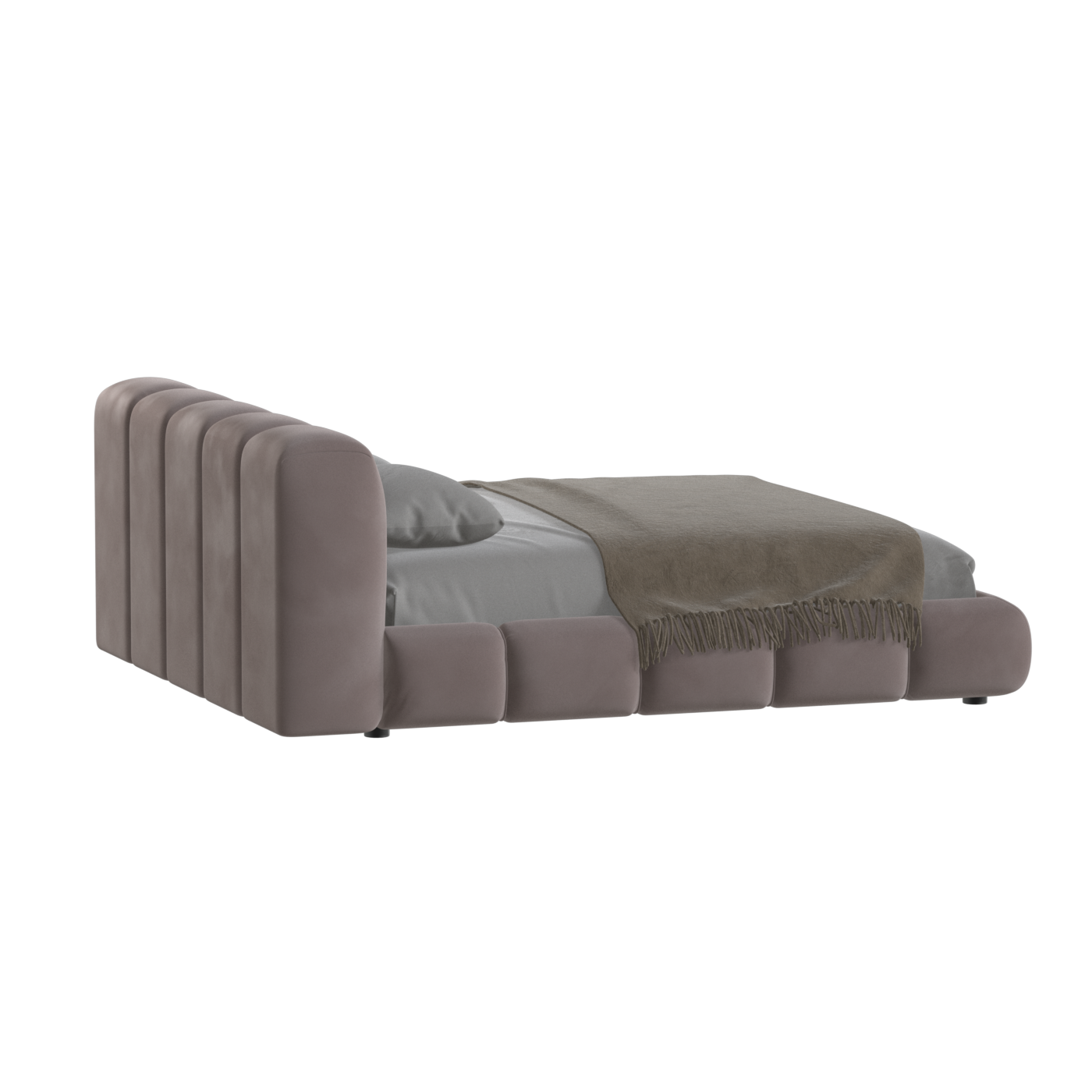 Fluffy Upholstered Bed Frame in Textured Bouclé