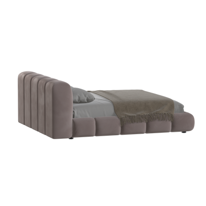 Fluffy Upholstered Bed Frame in Textured Bouclé